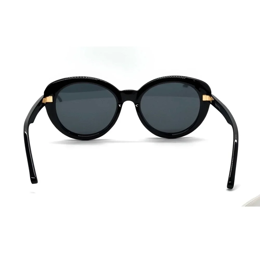 Women Dark Black Chic Retro Round Sunglasses‎ Gold Designer Eyewear Luxury Gafas